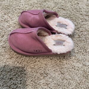 UGG Dusty Rose Suede Shearling Slip-On Mules
